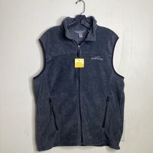 Eddie Bauer Full Zip Fleece Vest Men’s Large Pockets Outdoor Hiking Casual Grey